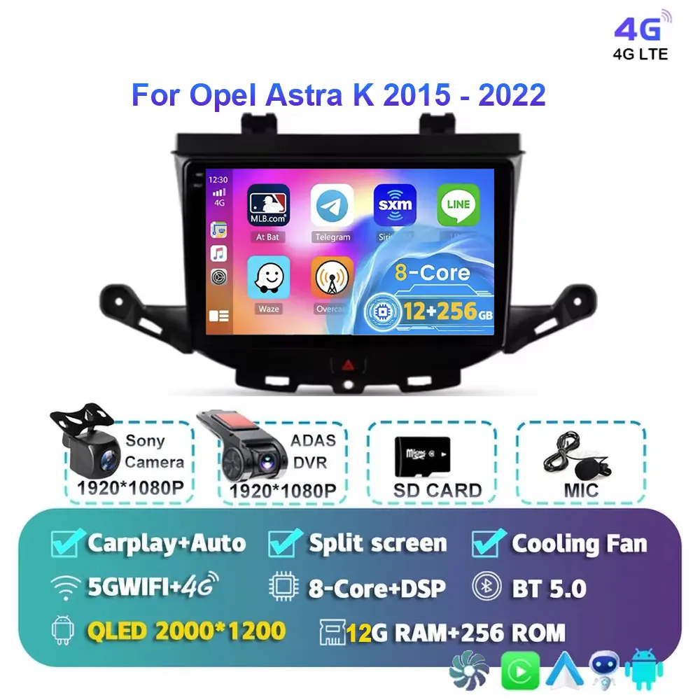 

Android 15 для Opel Astra K 2015-2022 Беспроводной стереоэкран Carplay Автомобильный радиоприемник Мультимедийная видеонавигация Головное устройство 2K QLED