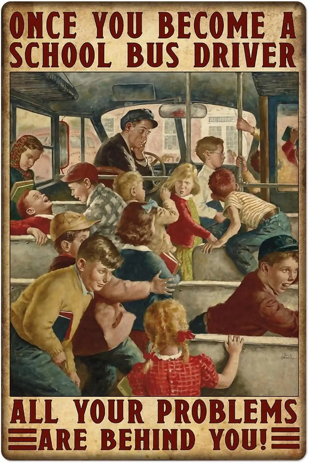 Ретро Tn Sgn School Bus Drver Metal для домашнего общежития тренажерного зала настенный декор