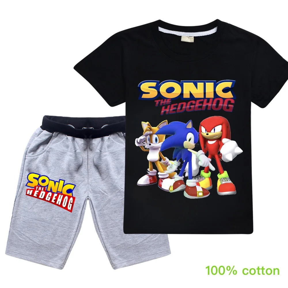 Одежда для маленьких девочек Sonic одежда мальчиков и подростков футболка шорты