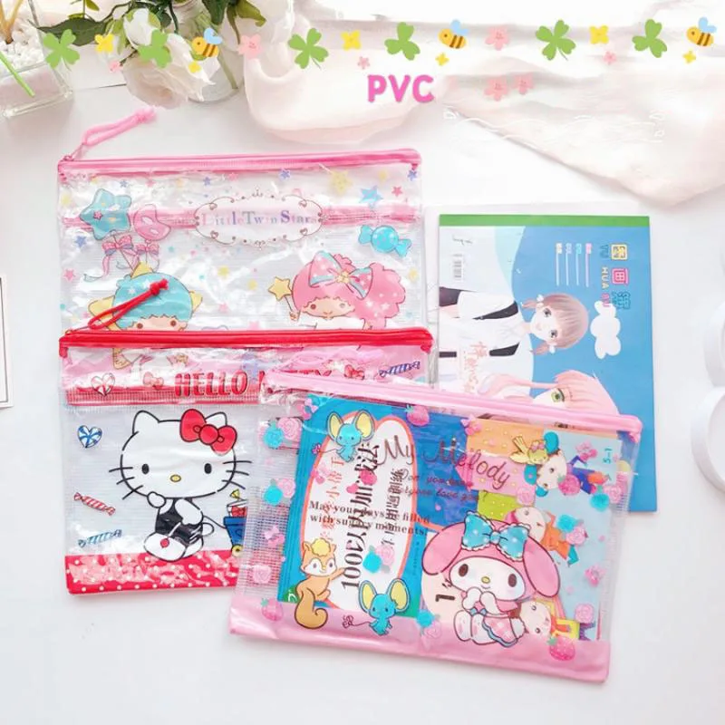 

35Cm Sanrio Plush My Melody Hellow Kittys Kawaii Cartoon Cute Double Layer Pvc Waterproof Storage Bag Anime Plush Birthday Gift