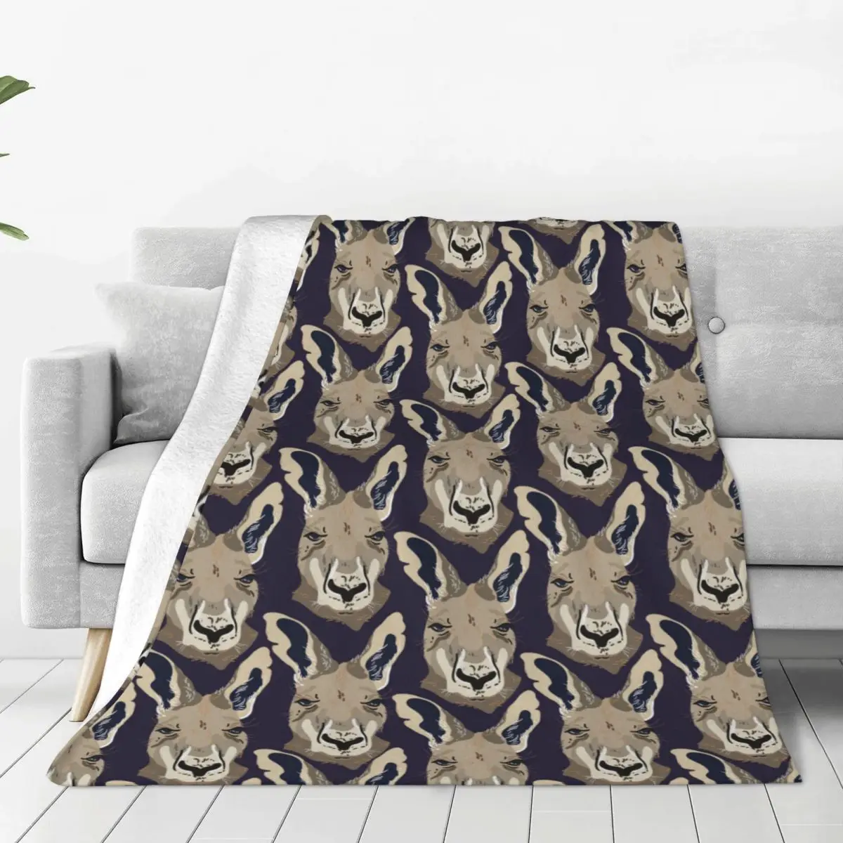 Kangaroo Head Blankets Flannel Print Australian Multifunction Ultra-Soft Throw Blankets