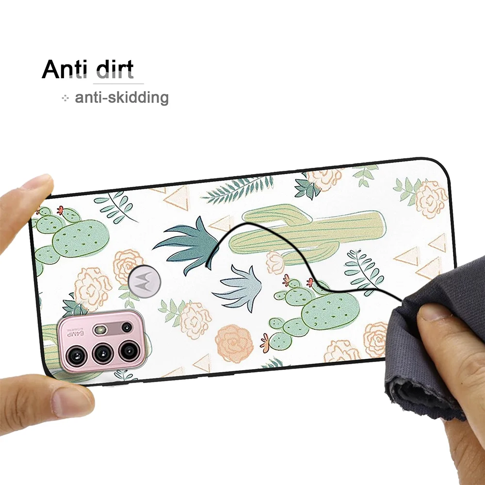 silicone black phone case for motorola moto g30 g9 play g40 fusion e7 e20 e40 e7 plus g20 g50 g60 succulent cactus covers coque free global shipping