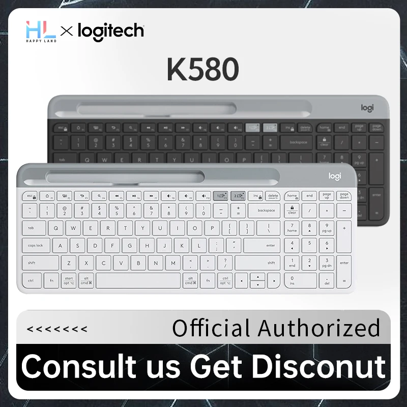 Оригинальная Беспроводная Bluetooth-Клавиатура Logitech K580, бесшумная ультратонкая клавиатура для телефона, планшета, ПК, ноутбука, офиса