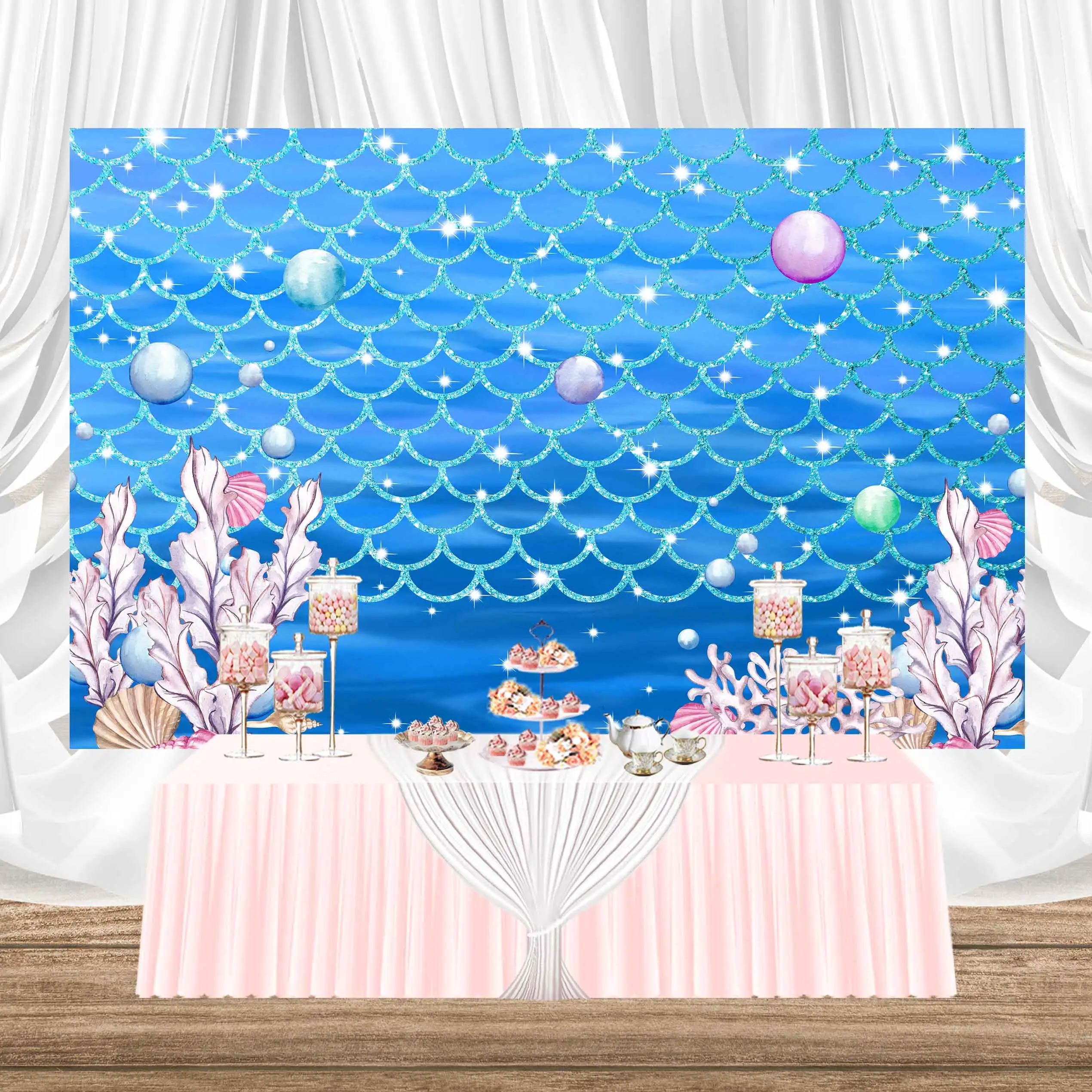 Фотофон SeekPro для детского дня рождения весы Детская фотография принцесса ракушка