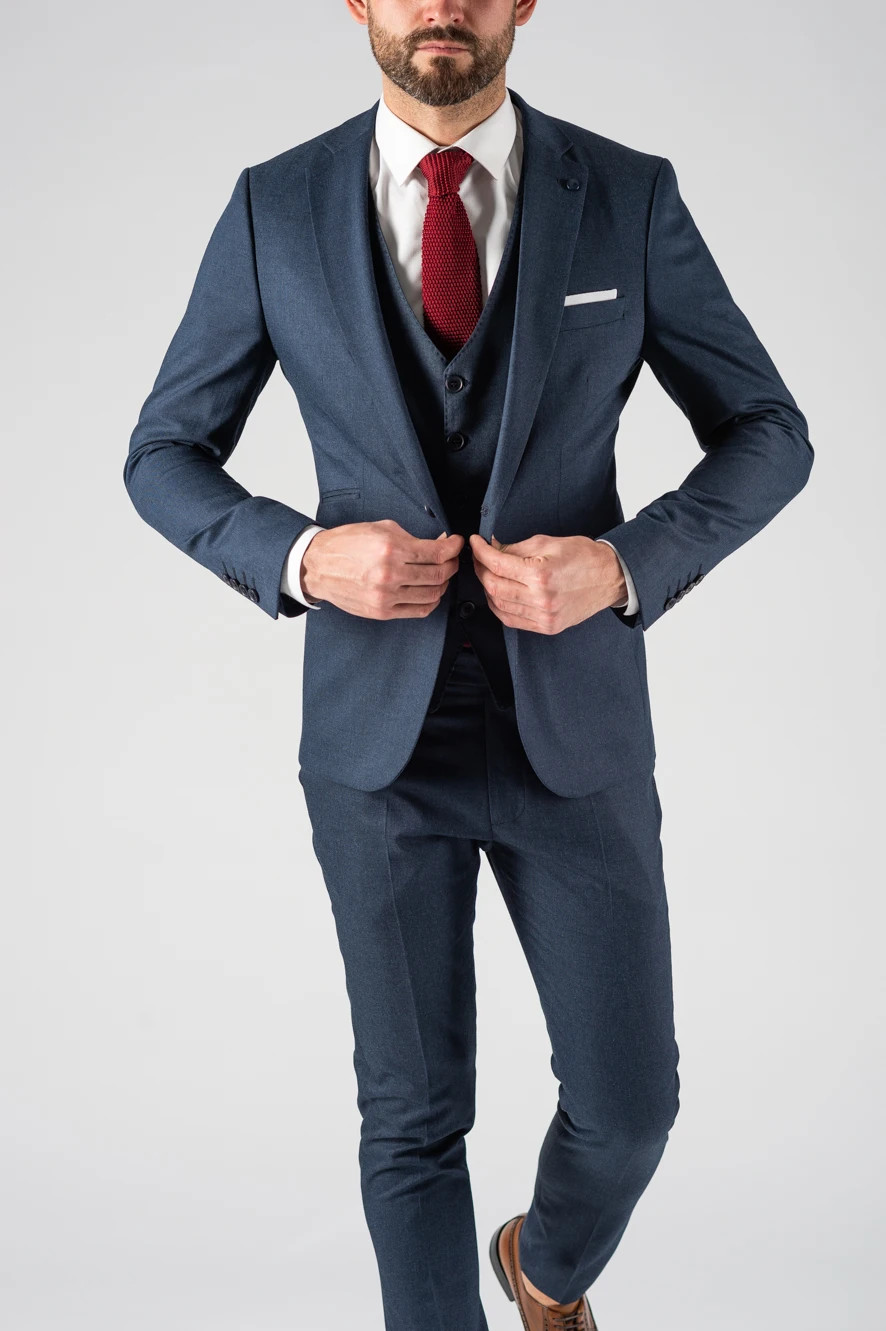 

Navy Blue Elegant Men's Suits Casual Wear Wedding Bridegroom Tuxedos Custom Fashion 3-Piece Jacket+Pants+Vest Trajes De Hombre