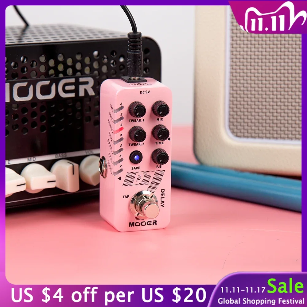 

MOOER D7 Digital Delay Pedal Effect Built-in 6 Delay Effects TAP TEMPO Function Looper Loop Recording 150S Guitar Part Accessory