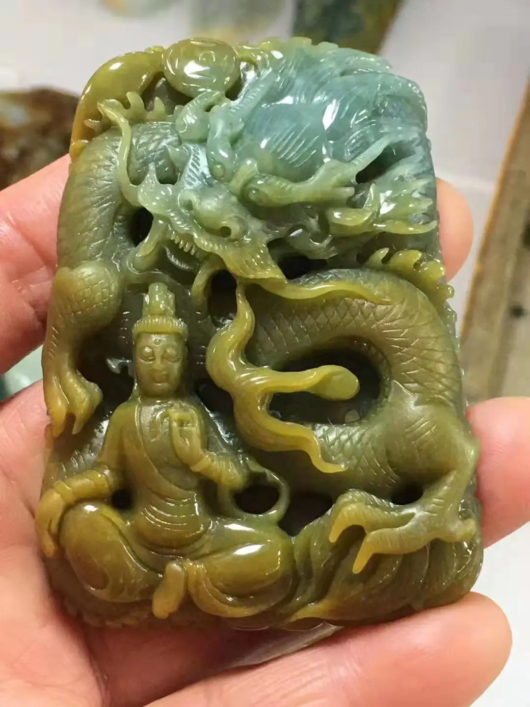 

Natural A Myanmar jade Handcarved dragon green jade pendant jade necklace pendants jewelry jade necklaces women men