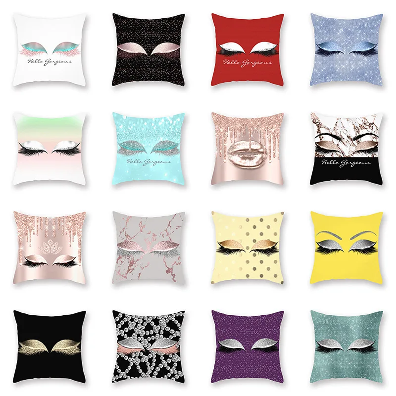 

45X45CM Eyelashes Pillowcase Throw Pillows Lash Cushion Cover Sofa Cushion Eye Pillow Covers Waist Pillowcase Sofa Cushions