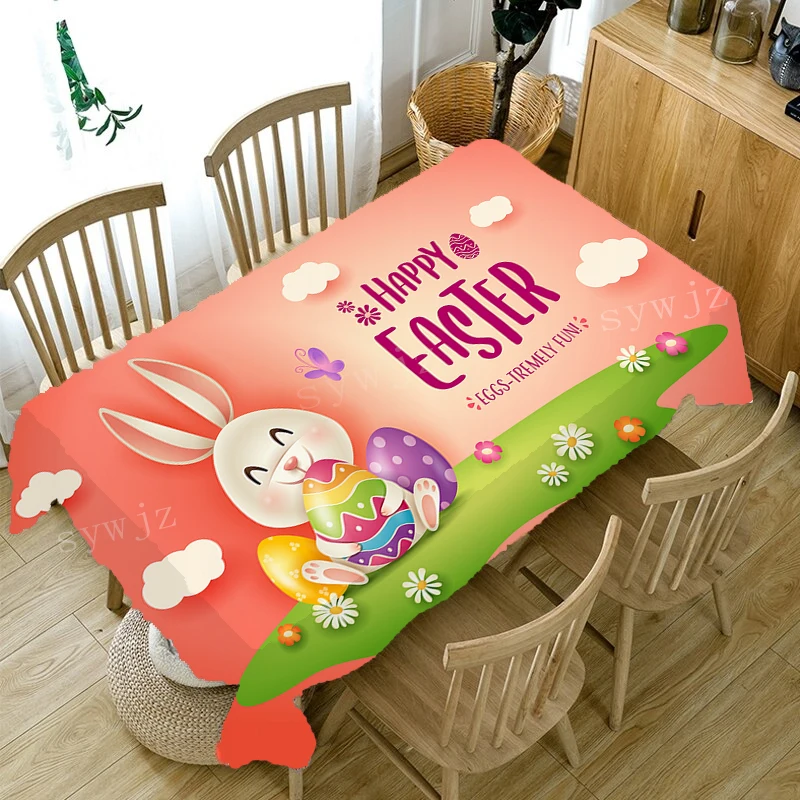 

Скатерть с принтом в виде яйца кролика, скатерть на Пасху для вечерние ринки, банкета, праздничное украшение, Прямоугольный Коврик для стола, аксессуары