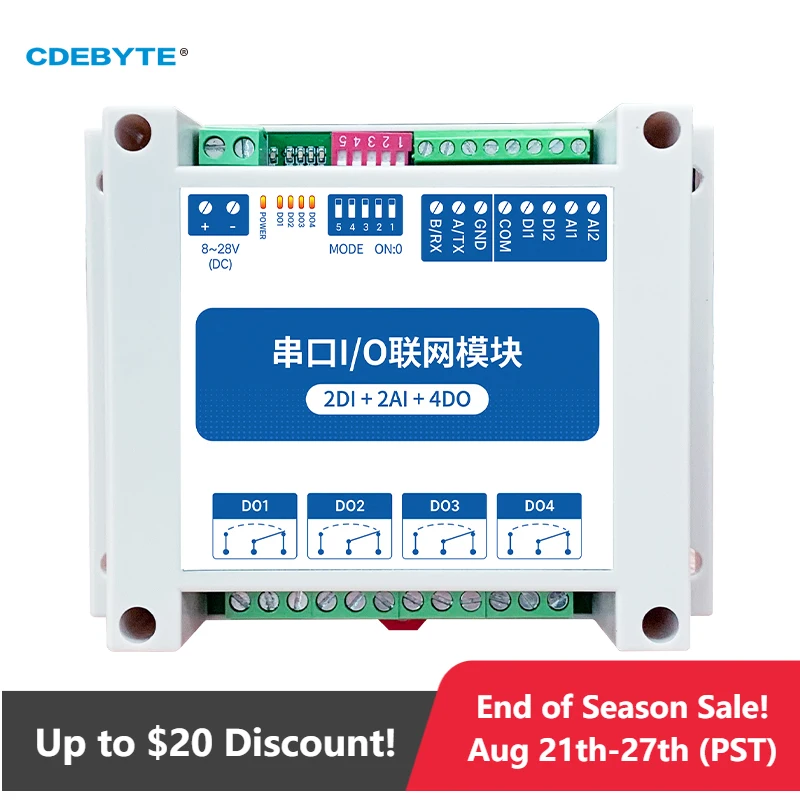 Интерфейсы Интернета IOT RS485 MA01-AACX2240 ModBus RTU I/O, сетевые модули с последовательным портом, 4 выходных переключателя, 2DI + 2AI + 4DO, стабильный Watchdog для PLC Интерфейсы Интернета IOT RS485 MA01-AACX2240 ModBus RTU I/O, сетевые модули с последовательным портом, 4 выходных переключателя, 2DI + 2AI + 4DO, стабильный Watchdog для PLC