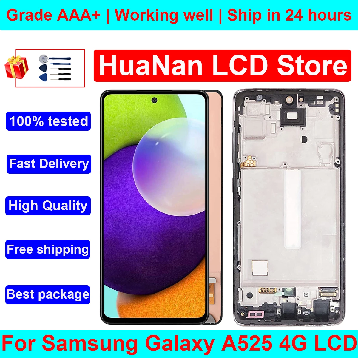 

6,5 ''оригинальный a525 дисплей для Samsung Galaxy A52 4G lcd A525 SM-A525M A525F/DS a525 ЖК-дисплей и сенсорный экран дигитайзер в сборе