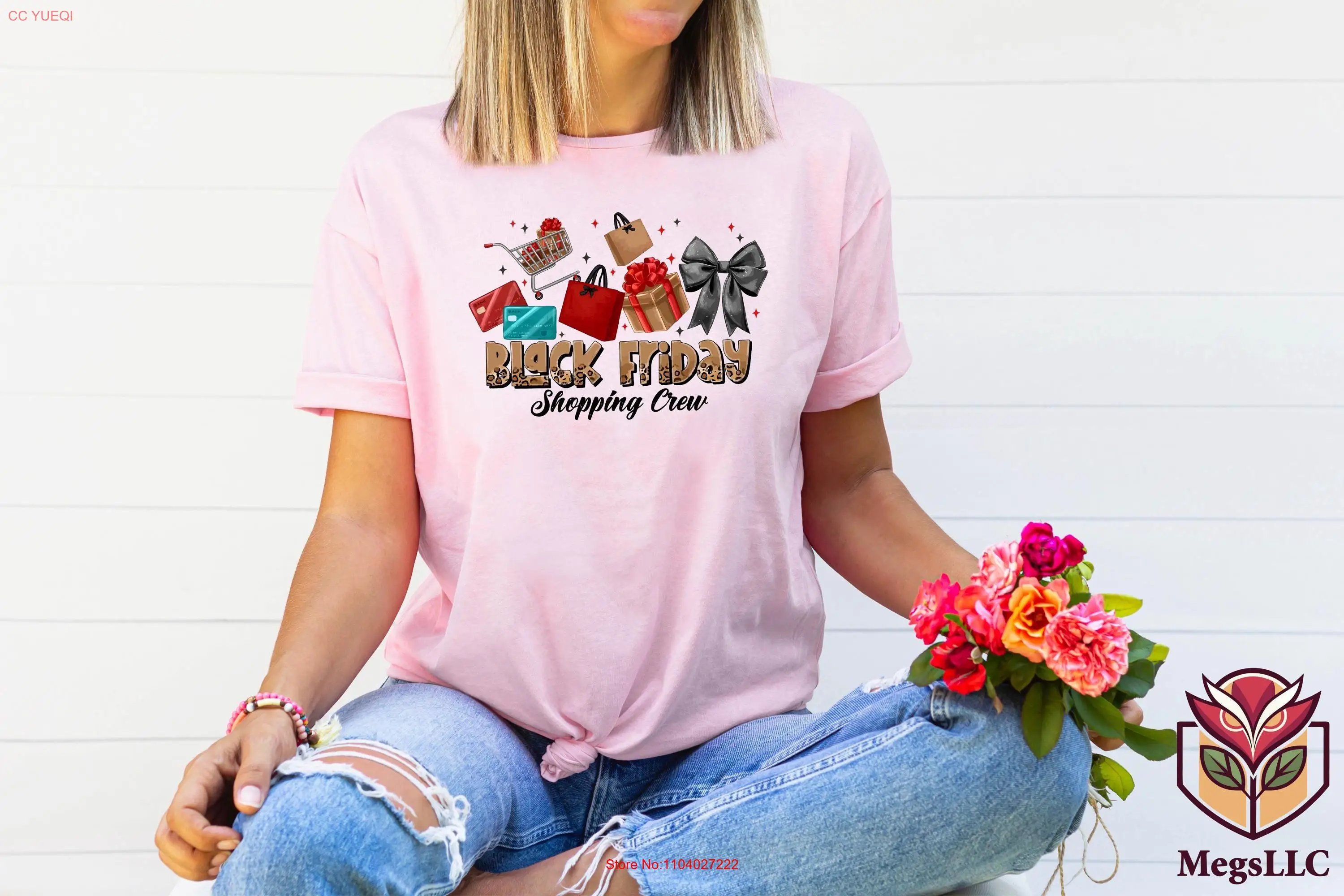 Футболка Black Friday Shopping Crew Team Christmas Coquette с длинными или короткими рукавами