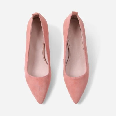 Spring everlane pointed women's shoes Low heeled genuine leather versatile cat heel shoes Simple single shoe women's shoes