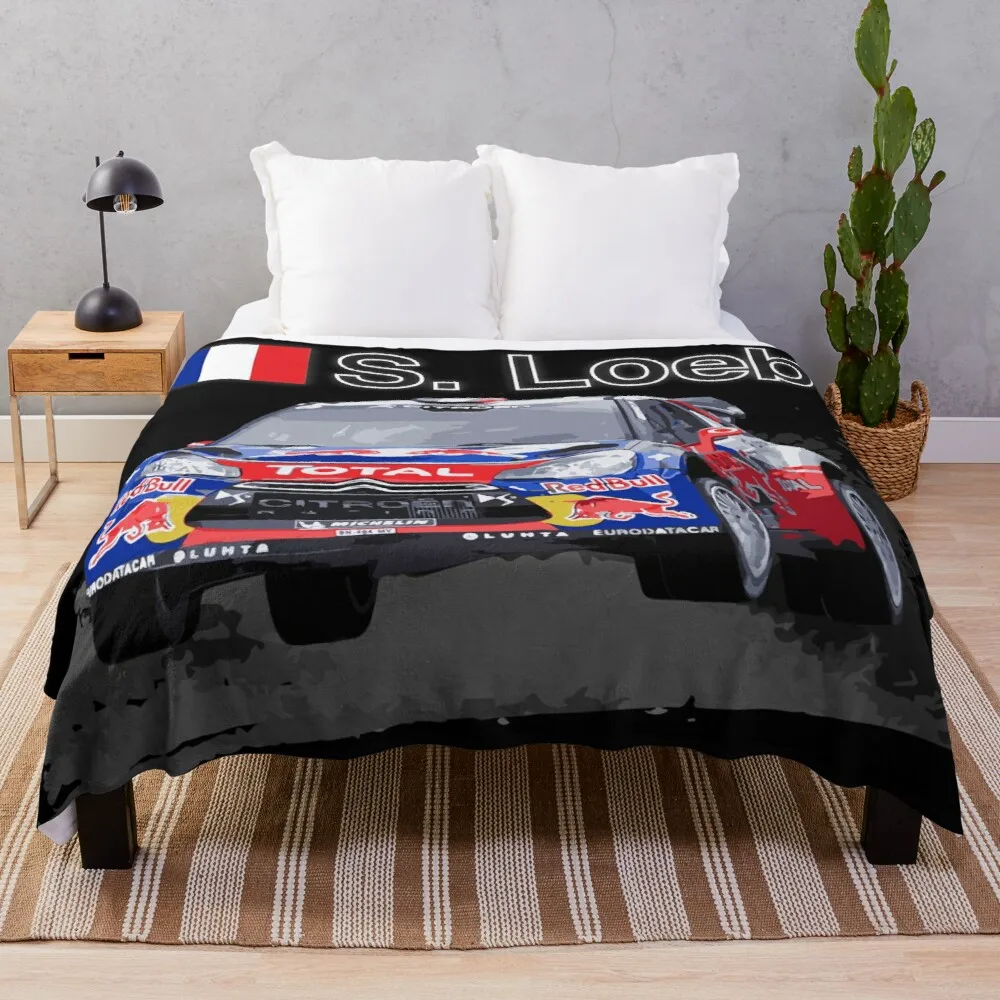 

WRC CAR CITROEN S. Loeb Jump Throw Blanket blanket with fur blanket sofa