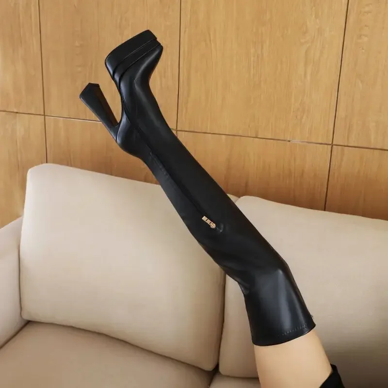 Arden Furtado/2024 высокие сапоги до бедра из лакированной кожи водонепроницаемые