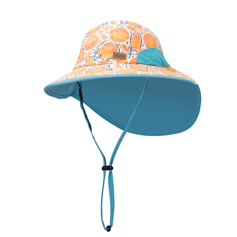 

Летняя шляпа для девочек, пляжный аксессуар для солнца, широкая, с защитой от ультрафиолета с краями шеи, откидная крышка для малышей, для отдыха, плавания