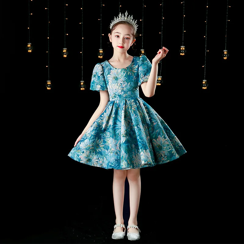 

Children’s wear Baby Dress wedding Party Dress Round neck printing princess dress Teens Kids Dresses Pageant Gown Girls dress