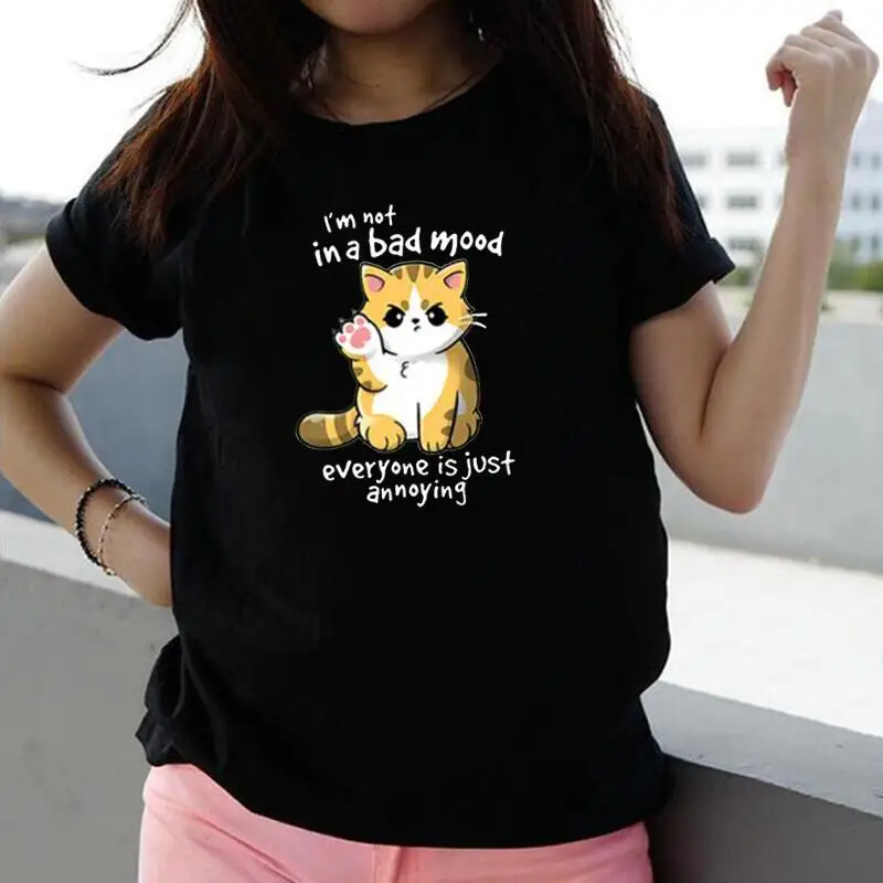 

Fashion Cat Print T Shirt Women Tops Cotton Short Sleeve Summer Tee Shirt Femme Casual Funny Harajuku Shirt Camiseta Mujer