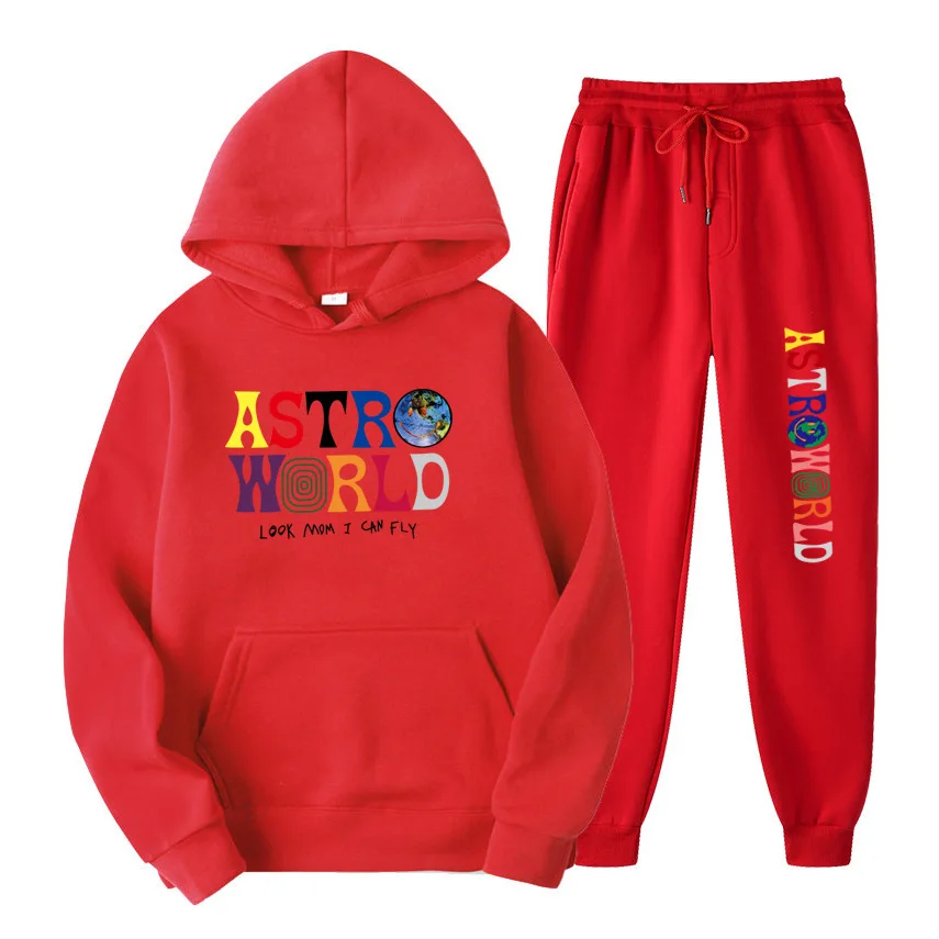 Hip Hop Rap Singer Hoodie Street Astroworld Hooded Sweatshirt Premium Printed Men's Women's All Cotton Harajuku Hoodie Set