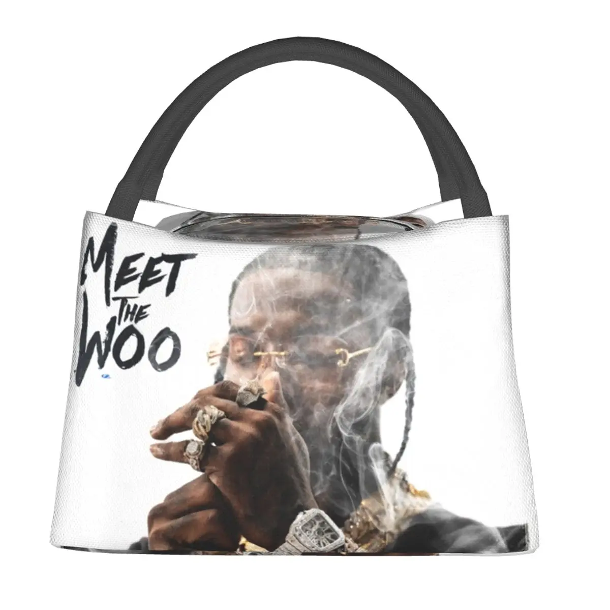 

Pop Smoke Meet The Woo сумка для ланча, мужской школьный Ланч-бокс знаменитостей, Термосумка-тоут с милым принтом, переносная сумка-холодильник из тка...