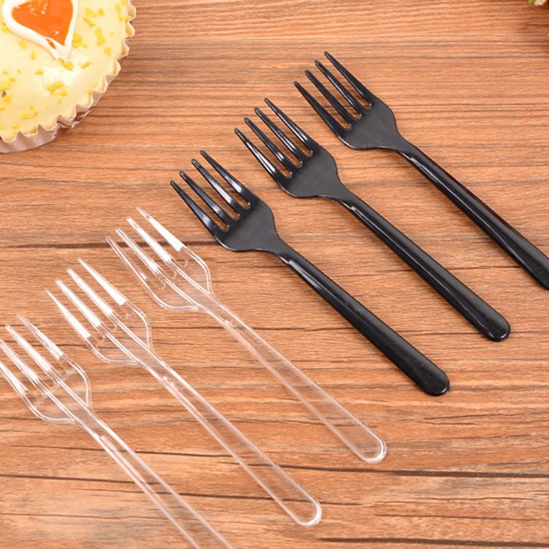 

100Pcs/set Long Handle Fork Reusable Plastic Disposable Forks Party Picnic Pack Tableware Thickening Fine Food Knife