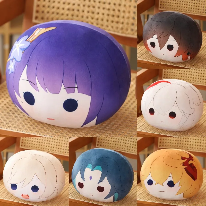 

Аниме Брелоки для ключей Genshin Impact, плюшевая фигурка каэдехара, казуха, Raiden, подушка Shogun, поклонники коллекции, милые подвесные игрушки в сумк...