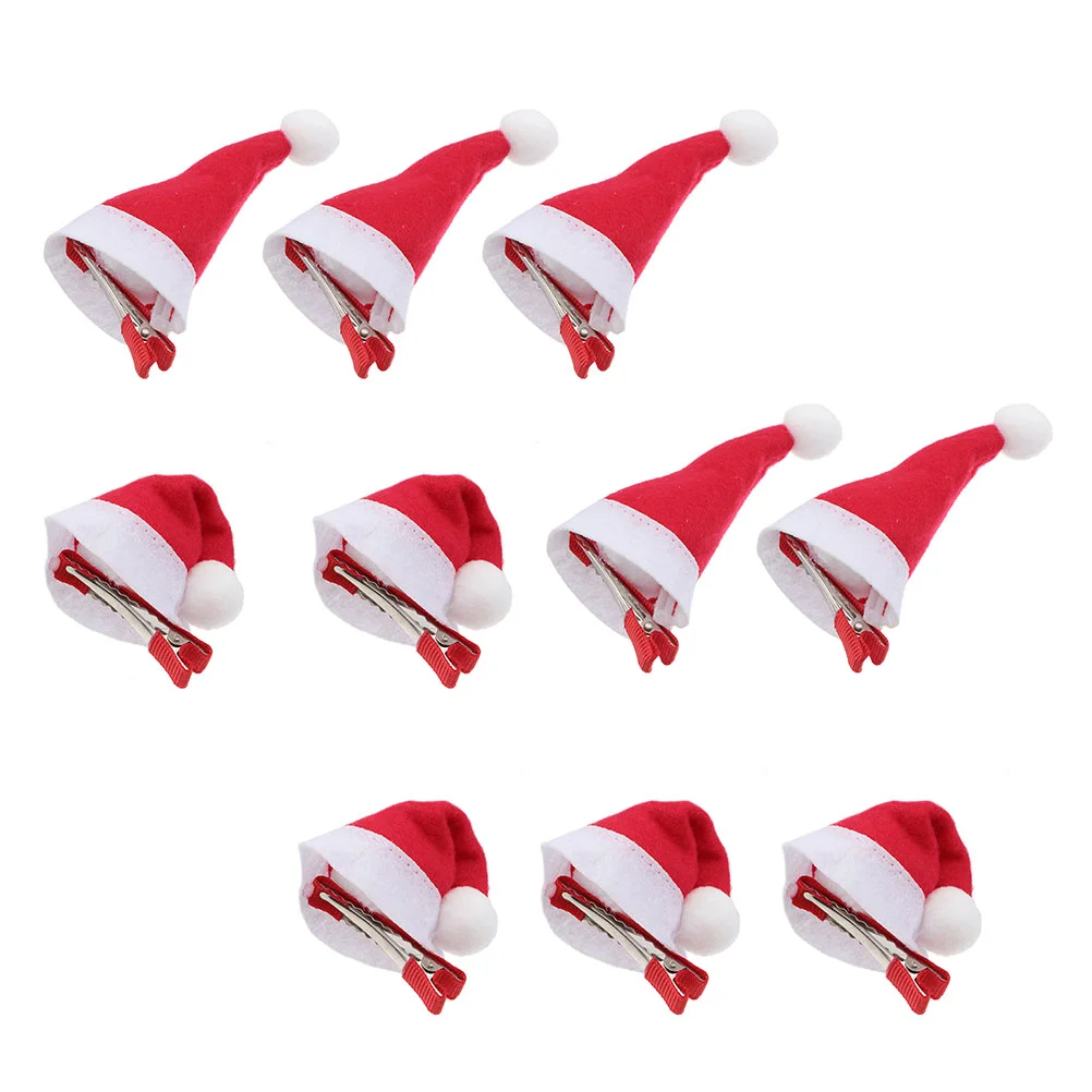 

12 Pcs Christmas Hat Hairpin Clips Girls Cute Decorate Decoration Xmas Lovely Hairpins Plush Miss