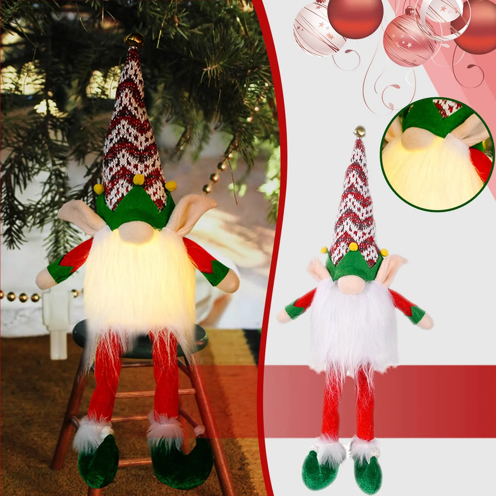 

Рождественская Мерцающая кукла без лица, карликовая, Рождественская для дома, праздничные украшения «Гном», набор металлических украшений