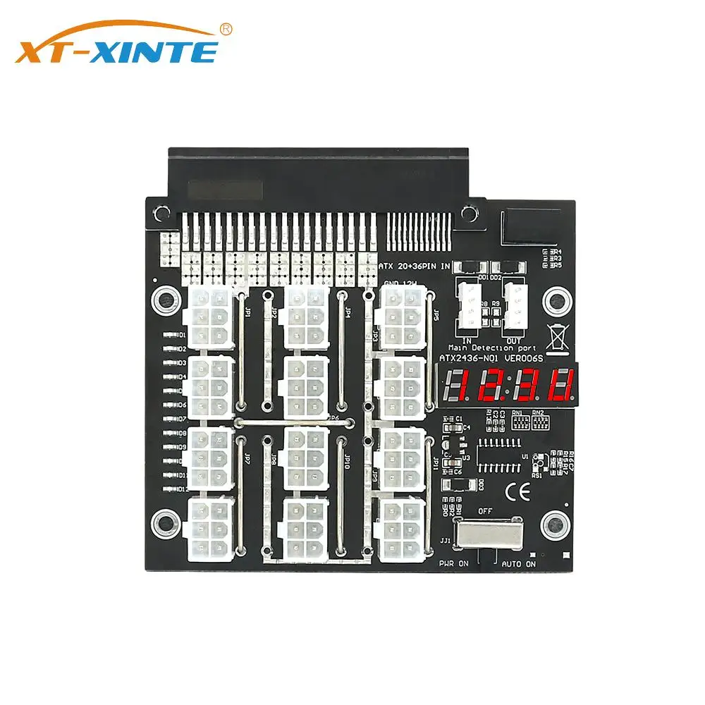 ATX 12 портов 6Pin Breakout Board блок питания конвертер со вспышкой светодиодный для Dell PSU сервера 750 Вт 1100 Вт 2000 Вт Мощность для BTC майнинга