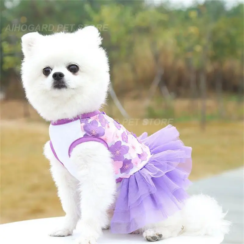 Summer Sweet Princess Dog Dress Stripe Puppy Skirt Cat Clothes Peach Flower Pet Chihuahua York Wedding Dresses YZL