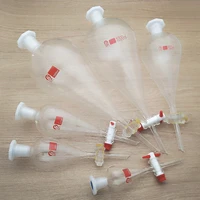 laboratory 30ml to 1000ml glass pear shaped separation funnel with glass pistonptfe piston grinding mouth drop funnel