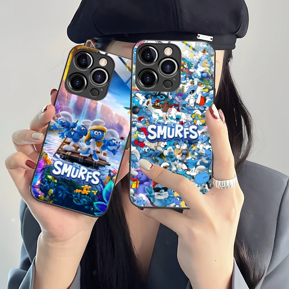 Smurfs Smurfette Smart Mobile Cell Phone Case for iPhone 16 15 14 13 12 11 X XR XS 8 Pro Max Plus Mini PC Glass Cover Shell