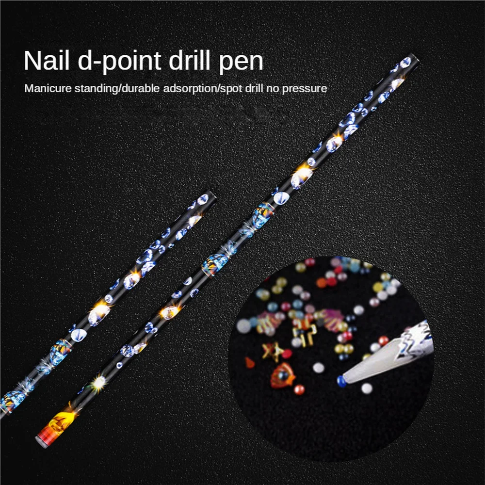 

2pcs Nail Point Drill Crayon Pencil for Rhinestone Picker Manicure Pick Up Point Drill Pen Professional Nails Supplies Tools