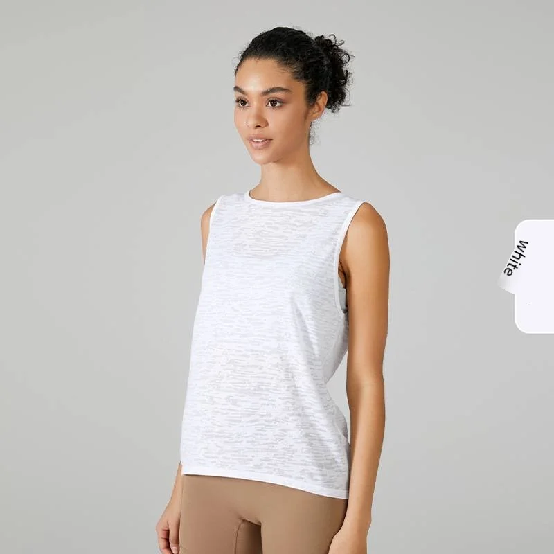 Summer Women Sport Vest Thin Loose Yoga Shirt Breathable Running Sleeveless T-shirt Forked Gym Workout Fitness Top Blouse Female