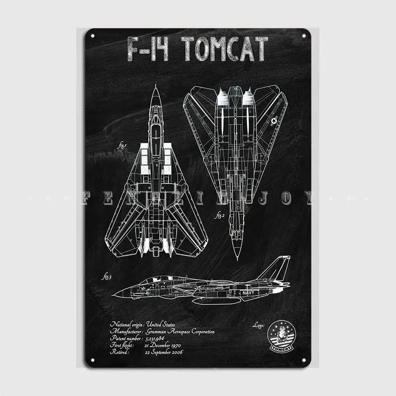 Фото Плакат F14 Tomcat, металлическая табличка, настенная роспись, забавные таблички для гаража и клуба, жестяная вывеска, постер №1