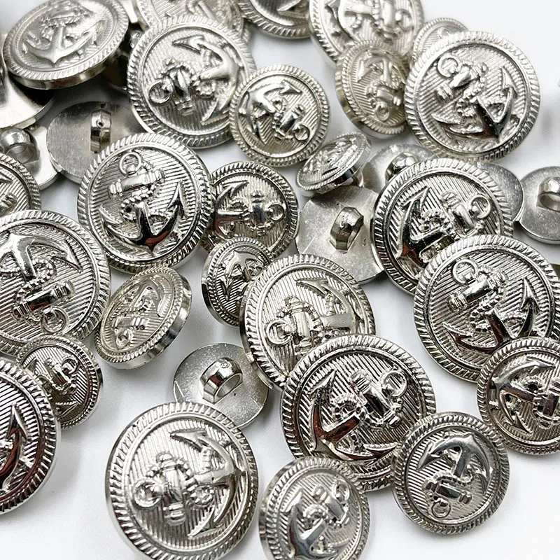 

10PCS/pack 13/15/20MM Silver Anchor Buttons Plastic Sewing Accessory Shank Button Garment Clothing PT361
