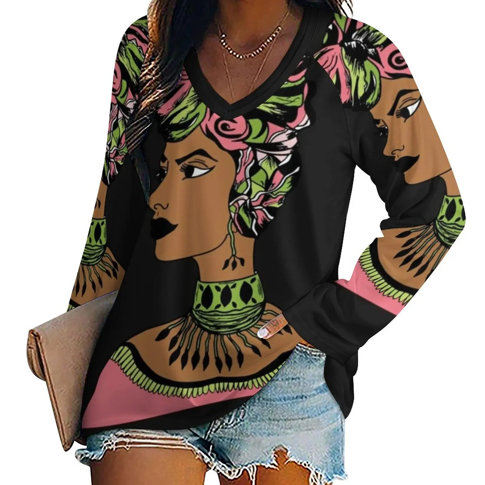 

Женская футболка с длинным рукавом, большой размер 5XL