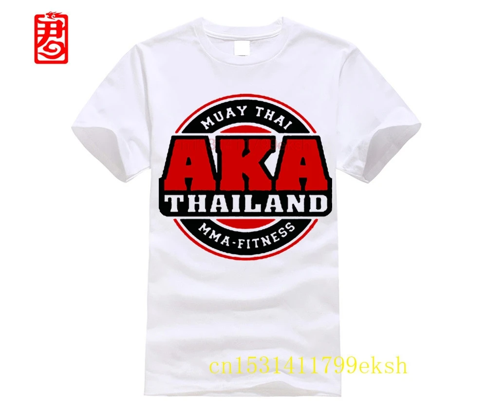 

AKA Thailand Gymer Logo Muay Thai Kick Boxer Men's White T-Shirt Size S-3XL 100% Cotton for Man T Shirts Personality