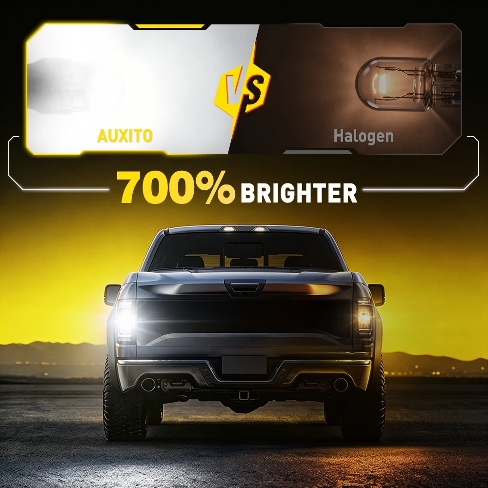 Фото AUXITO 2x T20 LED Canbus W21/5W W21W 7440 7443 Светодиодные сигнальные лампы DRL без ошибок для задних фонарей автомобиля, белые, 12В №3