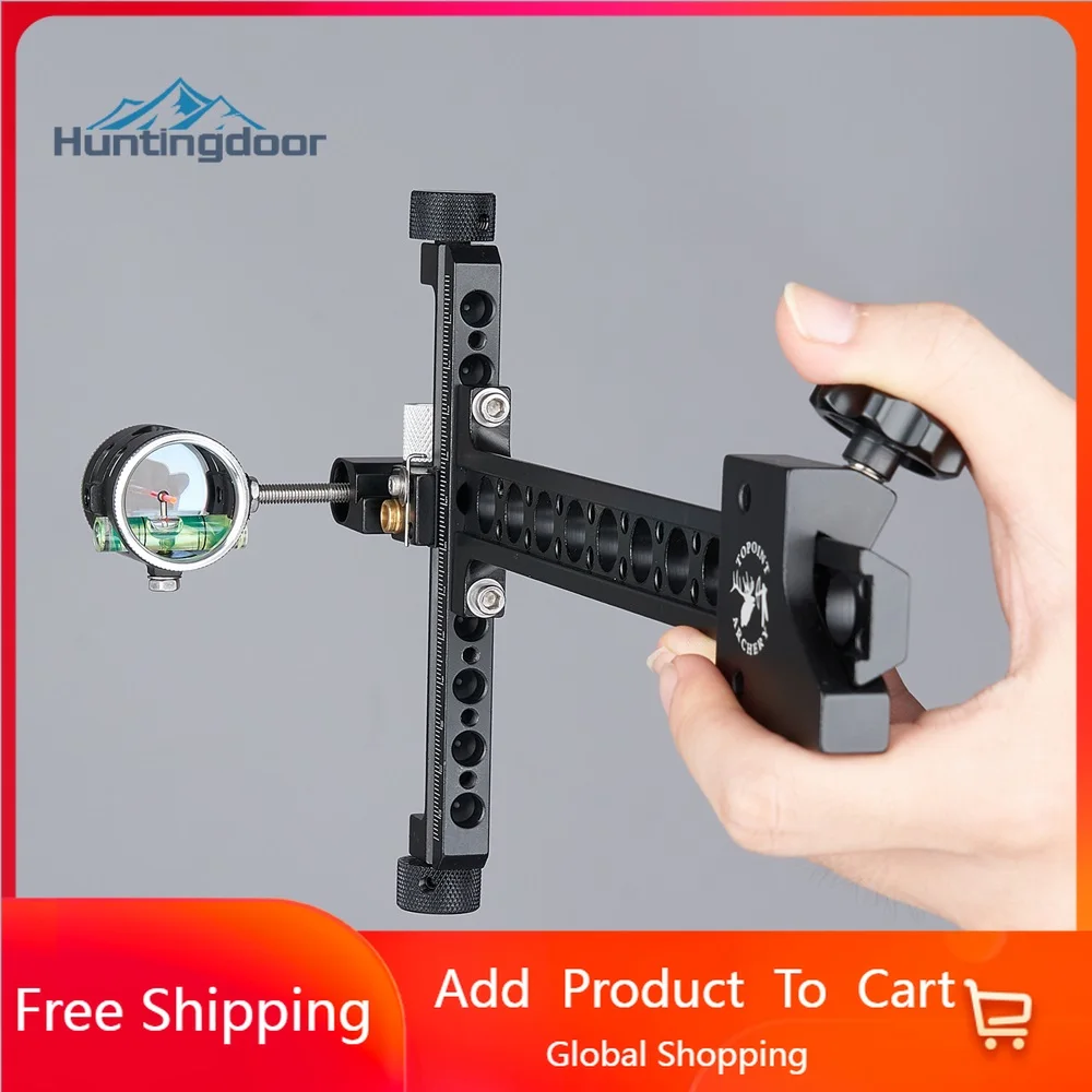 Competitive Compound Bow T-type Sight with 4x magnifying Glass Standard Sight for Hunting Bow and Arrow Long Rod Fine-tuning