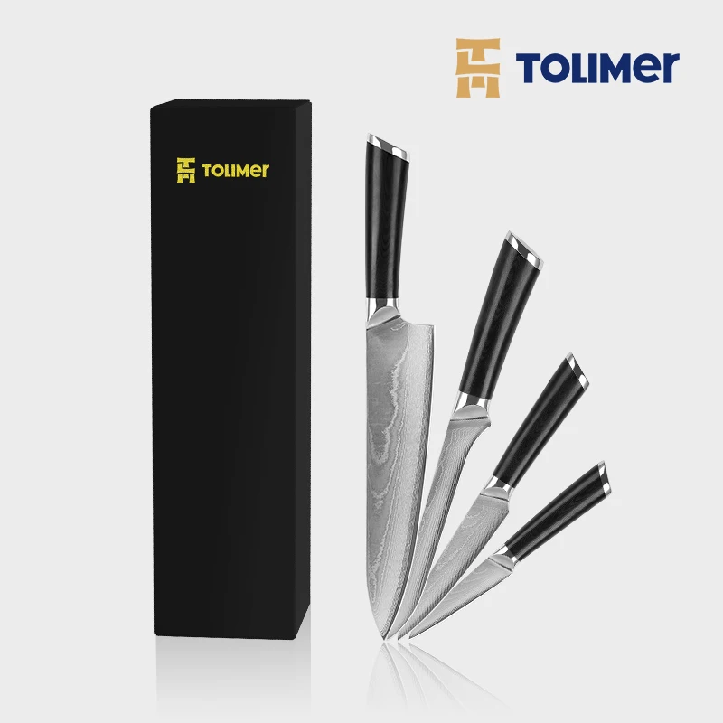 

4PCS Kitchen Knives Of All Kinds Of Damascus AUS10 Steel Chef Gyutou Cleaver Utility Boning Paring Damascus Knife Cooking Tools