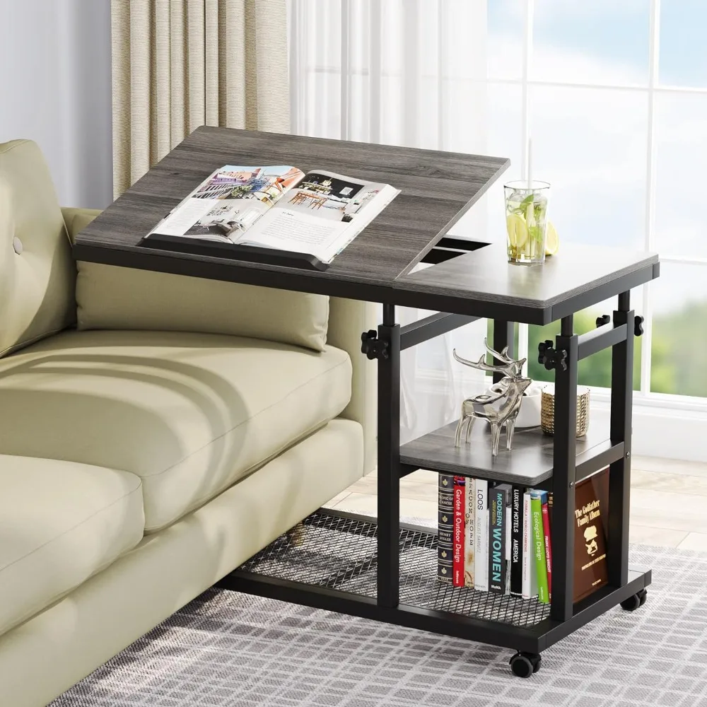 

Coffee Table Design Expandable Coffee Table with Movable Wheels with Open Shelf，(Grey)