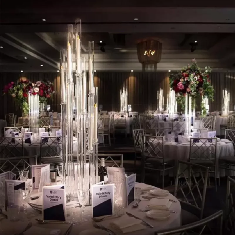 

Wedding Decoration Centerpiece Candelabra Clear Candle Holder Acrylic Candlesticks for Weddings Event Party 10 Set