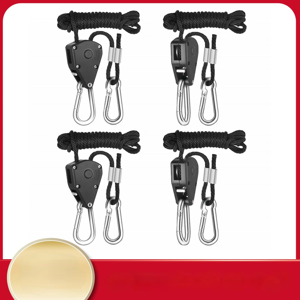 

4pcs/2pcs Pulley Ratchets Kayak and Canoe Boat Bow Stern Rope Lock Tie Down Strap 1/8 Inch Heavy Duty Adjustable Rope Hanger