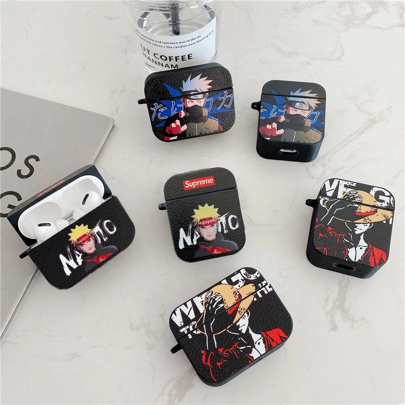 

Naruto AirPods Headphone Drop Protection Case Luffy Kakashi AirPods 2/3/Pro Black Headphones Soft Shell Cool Boys Birthday Gift