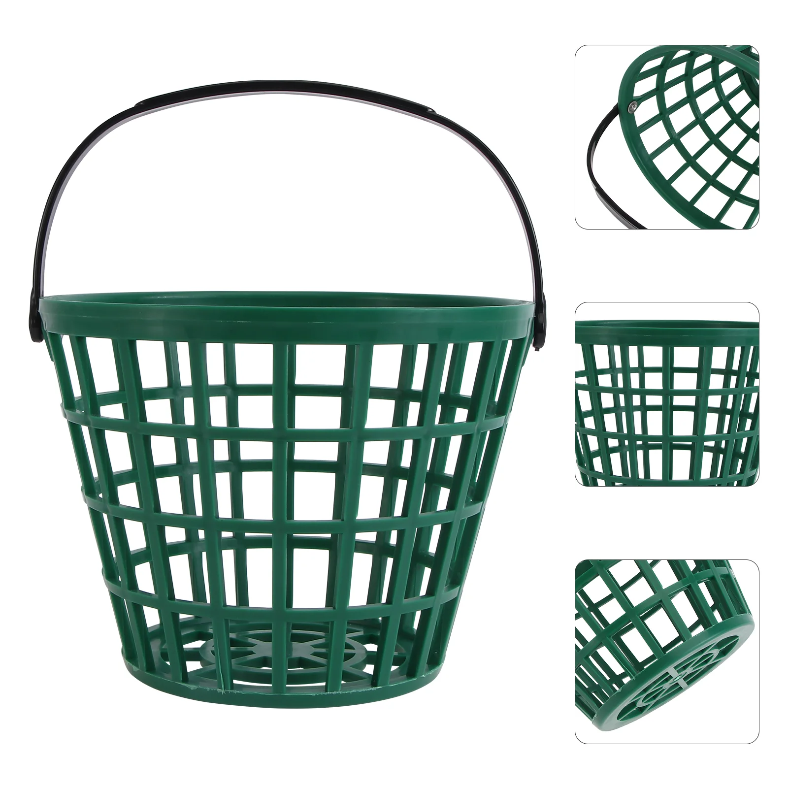 

Ball Basket Golfball Container with Handle Ball Holder Contain Stadium Accessories (Green, Can Pack 50pcs)
