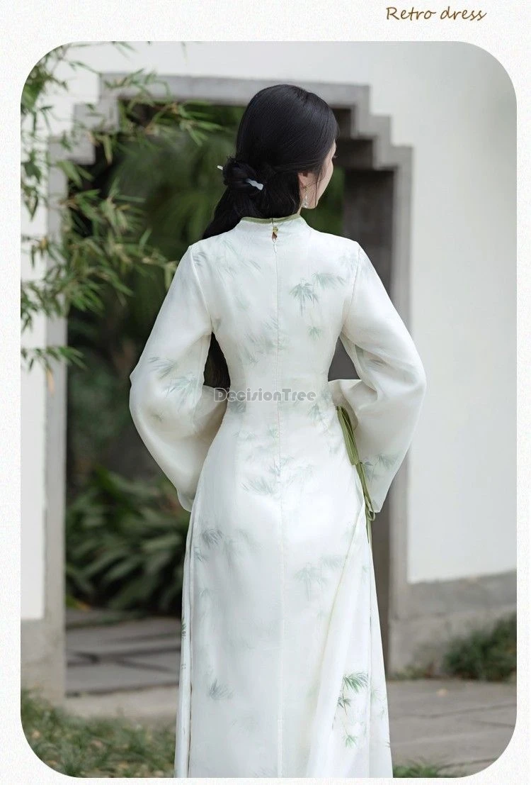 2024 китайское винтажное традиционное дзен чай qipao изысканное бамбуковое Платье с