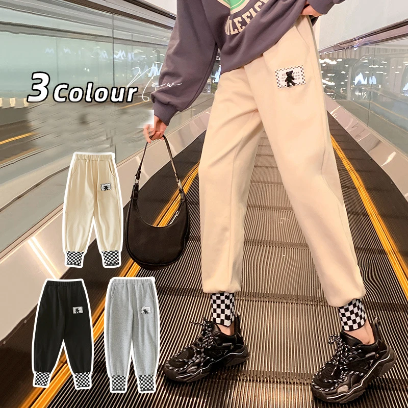 

Весенние спортивные штаны для девочек 2022, хлопковые детские свободные брюки с мультяшным медведем, спортивные штаны для девочек-подростков...