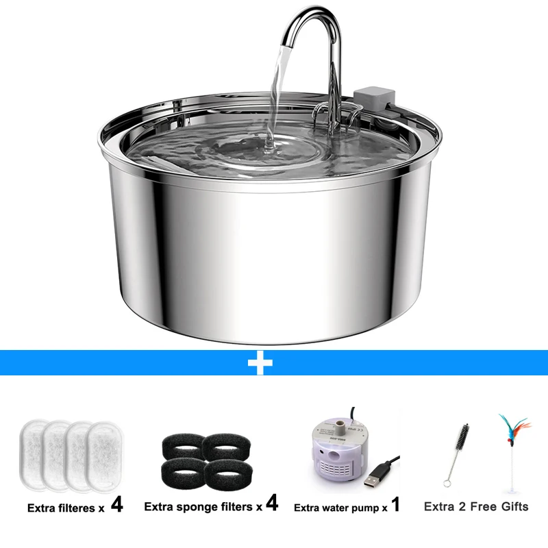 

Cat Drinking Fountain Automatic Stainless Steel Pet Fountains Water Dispenser Ultra Quiet Pump Water Foutain for Multiple Pets