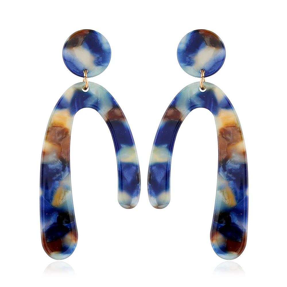 

Creative Fashion Personality Exaggerated U-shaped Acetate Sheet Explosion Temperament Acrylic Retro Earrings Aretes De Mujer